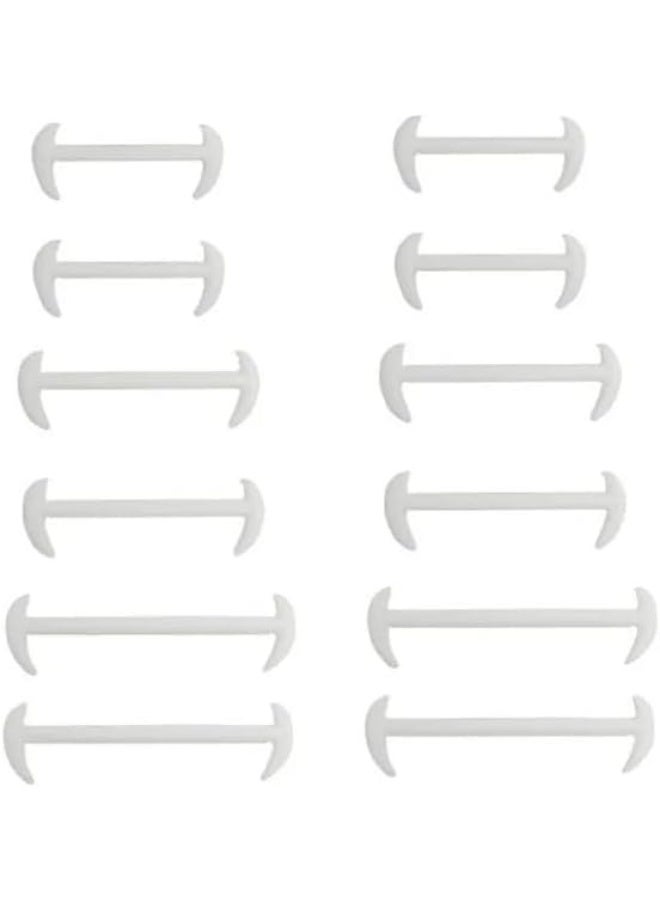 MySouq-Store 1Set Unisex Leather Shoes No Tie Elastic Silicone Shoe Laces (Set of 12 Pieces, 3 Sizes)(white) - Image 1